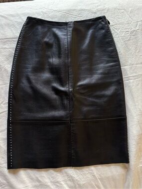 Banana Republic Black Leather Pencil Skirt